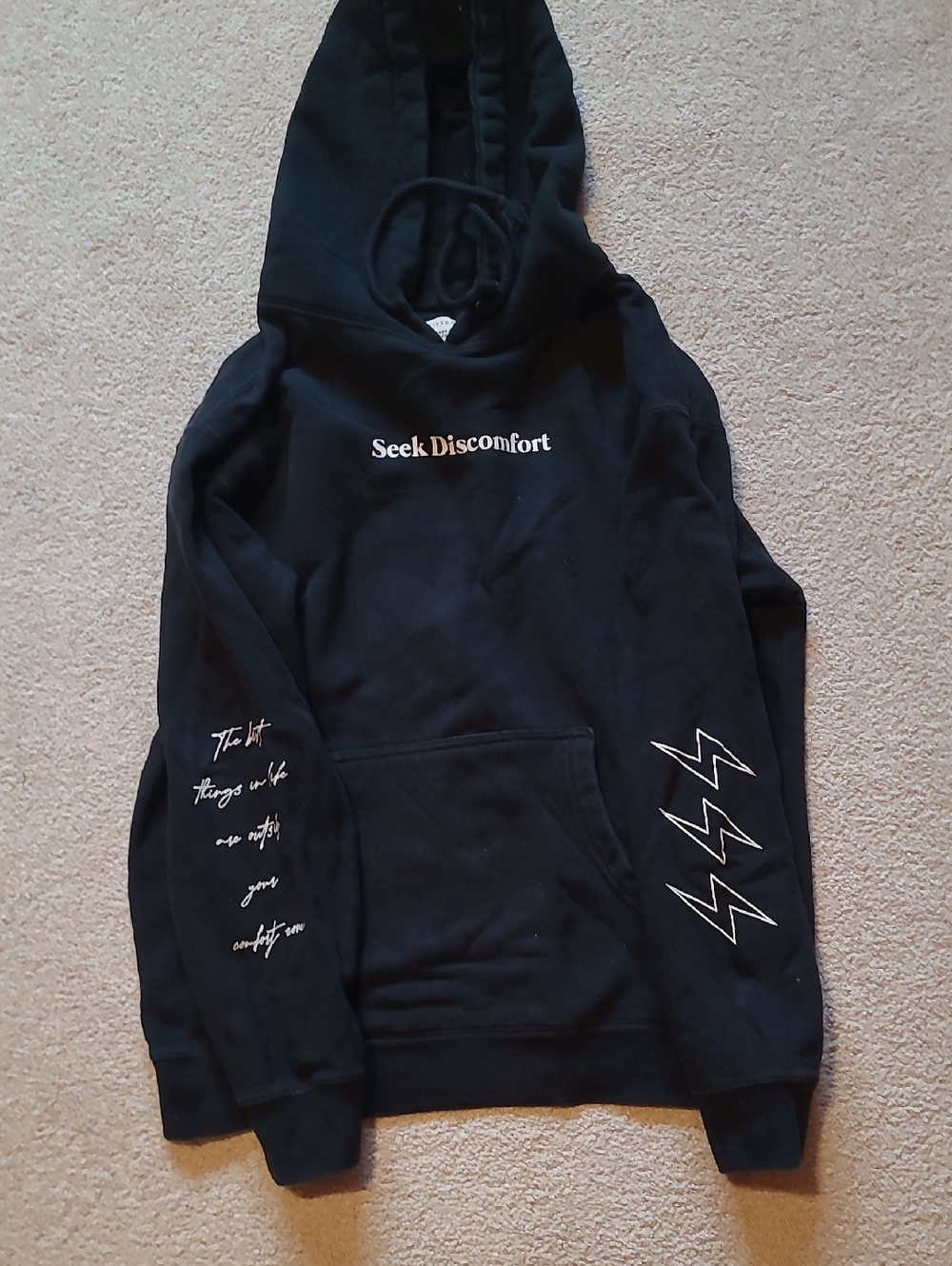 Seek Discomfort Men’s Black Crewneck Sweatshirt
